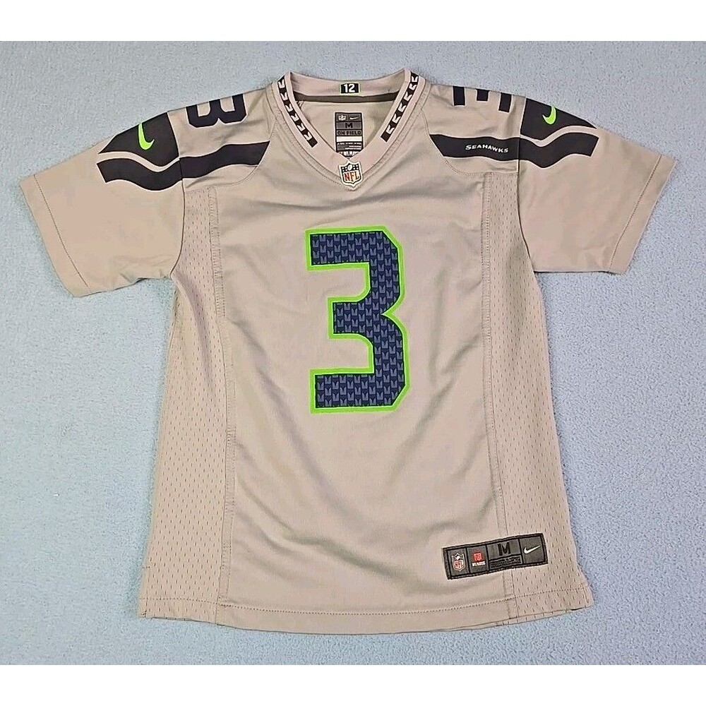 Nike Seattle Seahawks Russell Wilson Jersey Wolf Grey Youth Medium 10/12 On Fiel